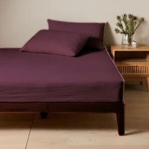 Parure de lit en lin marron anti-transpiration pour literie King size