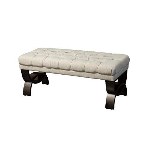 Christopher Knight Home Scarlett Tufted Fabric Ottoman / Bench, Mixed Brown