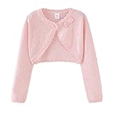 PythJooh Baby Girl Long Sleeve Bolero Shrug Cardigan Kids One-Button Knitted Bolero Sweatshirt Coats 1-9Years Pink