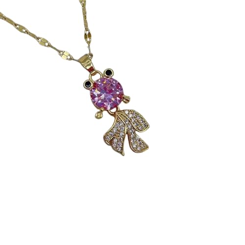 Chaine de pull pendentif koi avec petit collier rose a la mode tout assorti
