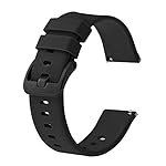 BISONSTRAP Silicone Watch Bands, Slim Watch Straps with Quick Release, 22mm, Black with Black Buckle