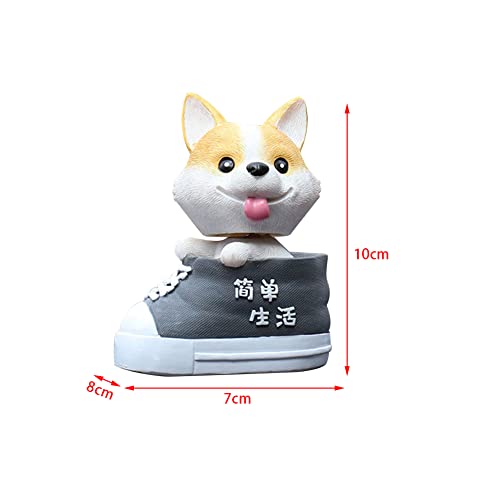 Ikasus Car Dog Decoration, Cute Car Dashboard Bobble Head Dog Decoration, Cartoon Animal Resin Ornament Puppy Shaking Head Toys For Car Home Tabletop Decor Gift For For Adults, Kids, Women, Men Gray #TOP6