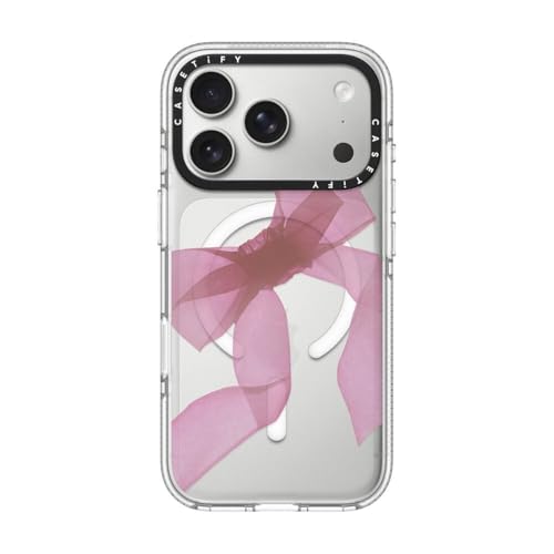 CASETiFY �C���p�N�g �N���A iPhone 17 Pro �P�[�X [���ϖh�~/�N���A ����/MagSafe�Ή�] - Pink Organza Ribbon