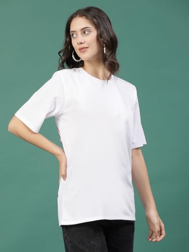 Image of Rigo Back Printed Half Sleeves Round Neck Oversized T-Shirt for Women | Drop Shoulder T-Shirt for Women | Loose Baggy Fit T-Shirt for Women /Girls
