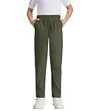 Dreammonkey Boys' Stretch Chino Pants 3T-16Y, Pull-On School Uniform Pants with Elastic Waistband and Relaxed Fit（Army Green，10Y）