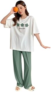 بيجامة صيفي كاجوال قطعتين للنساء مقاس موحد قطن ليكرا كود 1206