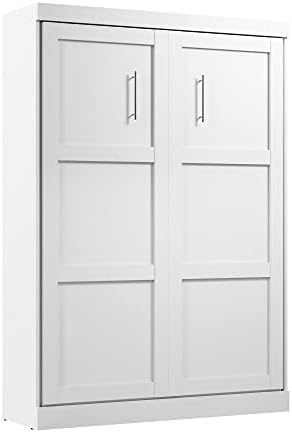 Bestar Pur Full Murphy, 59-inch Space-Saving Wall Bed for Multipurpose Guest Room or Home Office, White