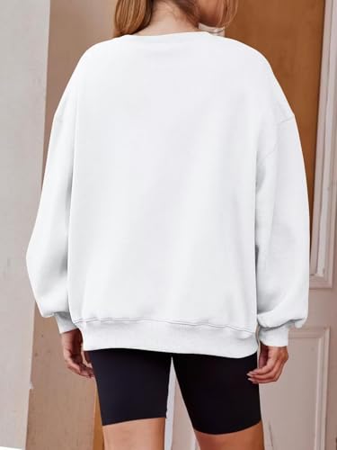 Dressmine Women Oversized Long Sleeve Loose American Flag Sweatshirt for USA Sweater Casual Fourth of July Hoodies White L