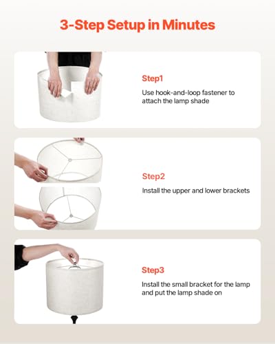 VEVOR Drum Lamp Shade, 13 in Top x 13 in Bottom x 10 in High, Medium Drum Linen Lampshade, Replacement Lamp Shade for Table Lamps Floor Lamps Pendant Lights, Easy Assembly Required (Light Linen)