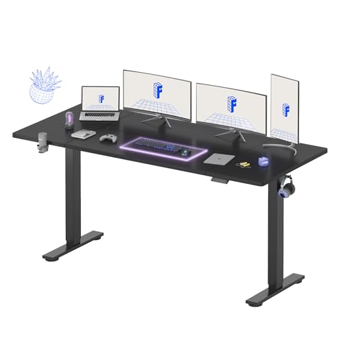 Image of FLEXISPOT 79x32 Inch Electric Large Standing Desk for Home & Office, Spacious Splice Board Desk with Cable Management & Organizer, Cup Holder & Hook, Black
