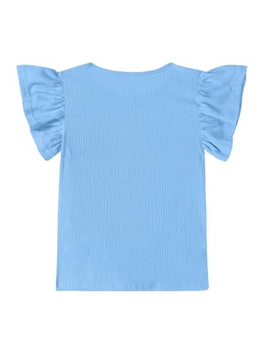 Image of Girls' Summer Shirts Cute Tops Ruffle Sleeve Crew Neck Casual Tees