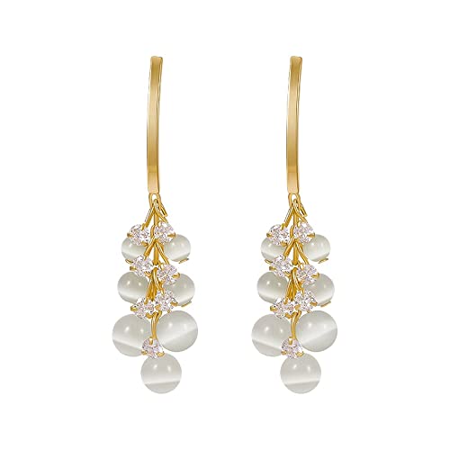 Boucles d'oreilles opale et longs pendants à franges pour femme