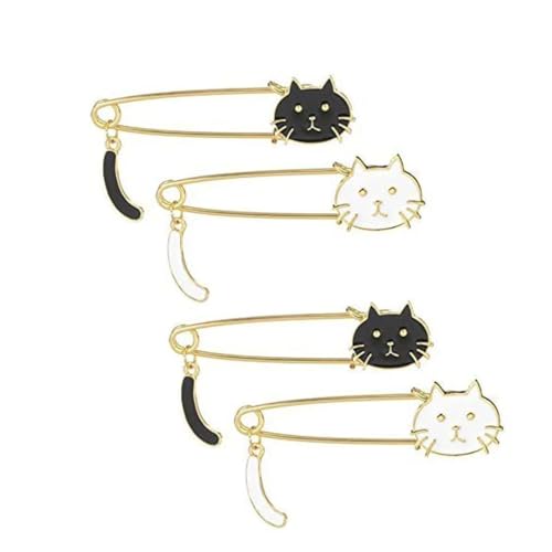 安全ピン 猫 ピン ブローチ 手作り アクセサリー かわいい おしゃれ レディース 4個セット -