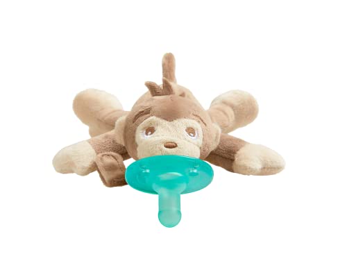 Image of Philips AVENT Soothie Snuggle Pacifier Holder with Detachable Pacifier, 0m+, Monkey, SCF347/02