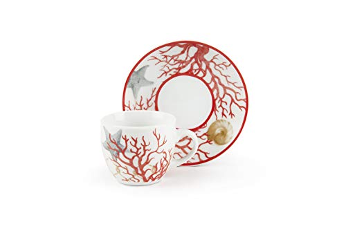 Tasses à café avec soucoupe en porcelaine multicolore Excelsa Coral x6