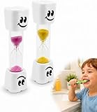 2 piezas reloj de arena para cepillarse los dientes, reloj de arena de 2 minutos en amarillo y rosa, adecuado para juegos de cocina, oficina, cepillado de dientes duradero para niños y gestión del
