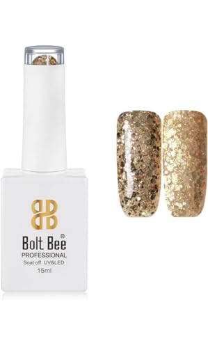 Image of BOLT BEE 15ML Gel Nail Polish 1Pc Clear Pink Glitter Nail Polish Soak Off UV LED Nail Gel Polish Nail Art Starter Manicure Salon DIY at Home, 0.5 OZ (1) (101)