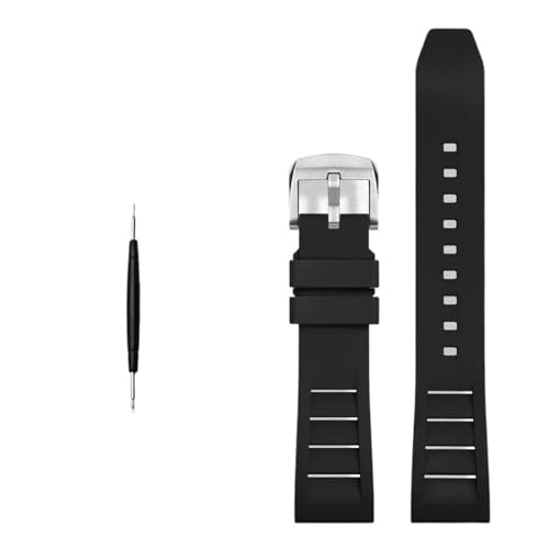Bracelet de montre en caoutchouc fluoré PURYN FKM 21mm sport noir argent