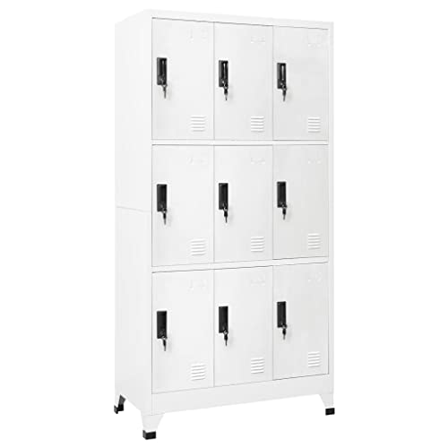 vidaXL Armoire à Casiers Classeur Meuble de Rangement d'Equipements de Sport Produits de Nettoyage Intérieur Bureau Blanc 90x45x180 cm Acier