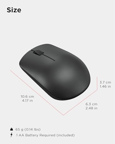 Image of Lenovo 530 Wireless Mouse - Full Size Computer Mouse for PC, Laptop, Windows Computer - 2.4 GHz Nano USB Receiver - Ambidextrous Design - 12 Months Battery Life - Cordless