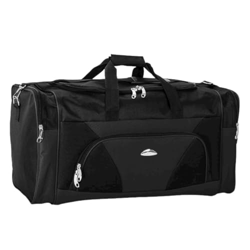 JUST PACK Sac de voyage pliable avec bandoulière réglable pour homme et femme, Noir , 48, Sac de sport