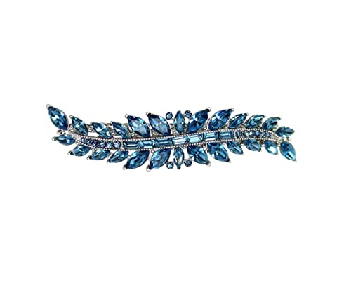 Faship Lindo prendedor de cabelo pequeno floral de cristal marquise azul marinho
