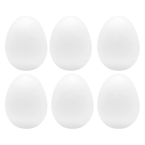 FFchuanhe Foam Eggs for Crafts, 6 Pack 3.8 Inches Polystyrene Foam Eggs for Easter, Halloween, Christmas, School, DIY Painting Projects Cover