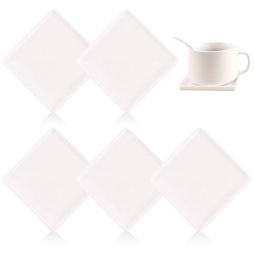 No/Brand Yemiany Bases para copos de silicone, bases para copos quadrados de silicone de 5 peças, bases para copos antiderrapantes, bases para copos de café, proteção de secretária (branco)