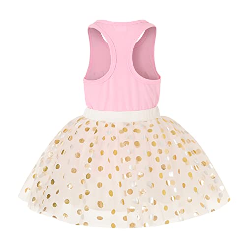Happyma Toddler Kids Baby Girls Birthday Outfits Princess Vest Sleeveless Tank Top + Dot Bubble Mesh Skirt 2Pcs Summer Set (Pink, 3-4 Years) #TOP5