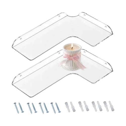 Estantes flotantes | 2 piezas acrílico extra resistente | Estantes de pared para almacenamiento en el dormitorio - para baño Cocina Dormitorio Oficina Apartamento Casa de Estudiantes Casa de