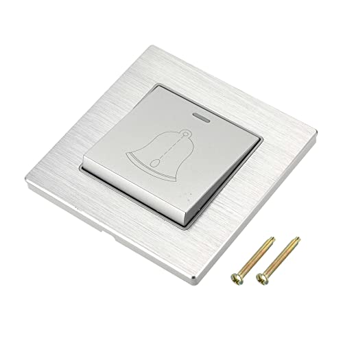 Tool parts Doorbell Switch Panel Resettable Aluminum Alloy+PC 1 Gang 2 Way White AC250V 10A