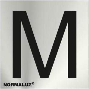 Normaluz Rd717149 - Señal Adhesiva Cuadrada Letra M Acero Inoxidable Adhesivo 0,8 Mm 5X5 Cm Con Cte, Ripci