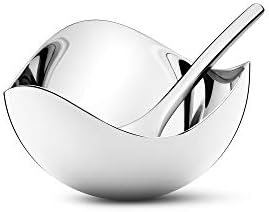 Georg Jensen Bloom Salt Cellar with Spoon, Mirror Polished Stainless Steel by Helle Damkjær