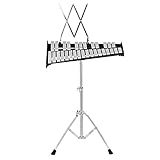 Moccha 30 Notes Percussion Glockenspiel Bell Kit, with Electroplated Adjustable Height Frame, Music Stand, an 8