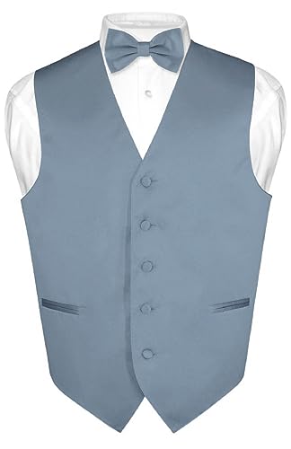 Men's Dress Vest Bow Tie Set Solid Color Bow Tie Vests for Suit or Tuxedo