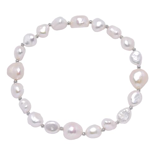 ZVVBOO Real Pearl Stretch Bracelet for Women – Freshwater or Baroque Pearls with Gold or 925 Silver Spacer – Jewelry Gift