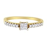Haus of Brilliance 10K Yellow Gold Princess and Round Cut Quad Diamond Ring (1/4 cttw, I-J Color, I1-I2 Clarity)