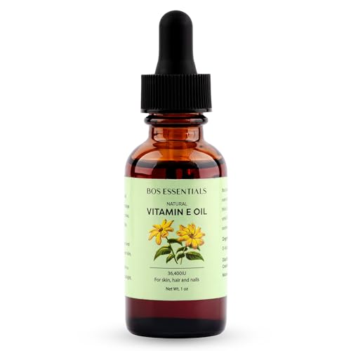 Bos Essentials Natural Vitamin E Oil (>90% D-Alpha Tocopherol) | Pure & Undiluted Oil | Diminishes The Appearance of Scars, Wrinkles, & Other Skin Abnormalities | Non-GMO Bos Essentials Natural Vitamin E Oil (>90% D-Alpha Tocopherol) | Pure & Undiluted Oil | Diminishes The Appearance of Scars, Wrinkles, & Other Skin Abnormalities | Non-GMO
