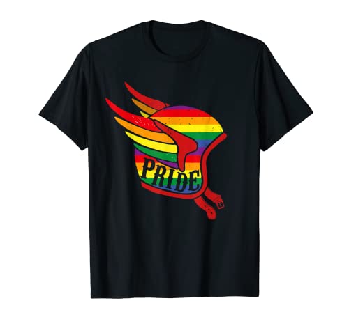 Rainbow Gay Pride Camisa Para Hombres Y Mujeres Casco Biker Camiseta