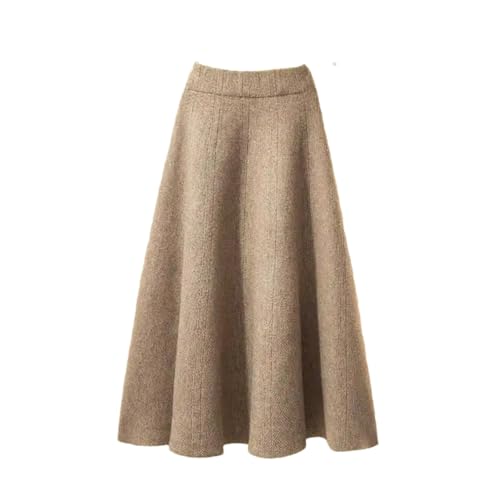 Jupe tricotée plissée femme taille haute A-line couleur unie élégante pour hiver