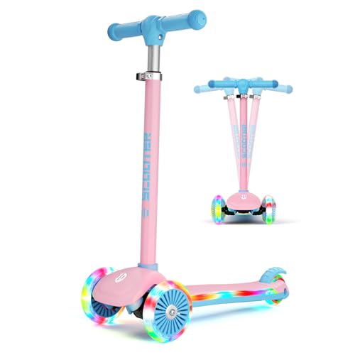 Image of KORIMEFA Scooter for Kids Ages 3-8 with Light-Up Wheels & Deck, 3-Wheel Toddler Scooter with Adjustable Height, Anti-Slip Deck, Lean-to-Steer