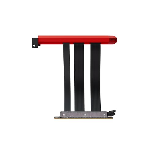 Image of Hyte PCIe 5.0 Hyper Riser - PCI Express Gen 5.0 Luxury Vertical Riser Cable with Reinforced Metal Slot for Vertically Mounted GPU - Black Cherry (Red)
