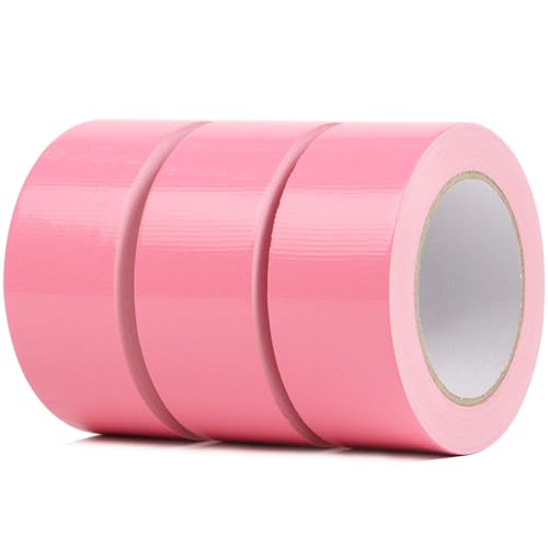 Image of 3 Roll Heavy Duty Tape - Professional Grade Outdoor Waterproof Tape, Hand Tearable, Repair Tape for Industrial & Professional Use, 1.88 Inch x 30 Yards, Pink