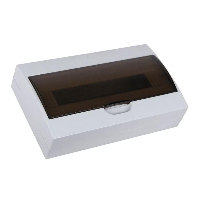 Scatola di Distribuzione Centralino da Parete 12 Moduli DIN - Quadro Elettrico con Porta Trasparente Fume - IP50 ABS