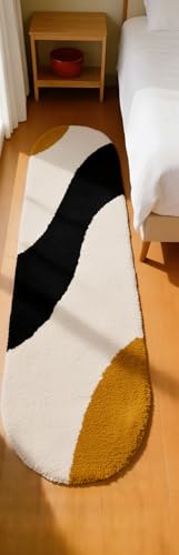 Image of Fluffy Silky Micro Fiber Polyster Carpet /Runner for Bedroom, Study Room, Playing Room, Guest Room ETC. 5x7 feet Feet, (Black and Gold new laher)