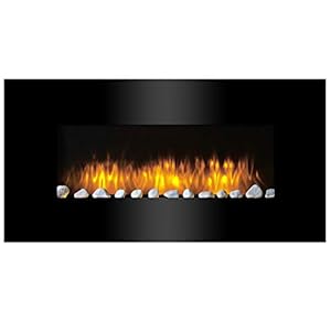 classic fire cheminée electrique vancouver cheminée decorative 105,5 x 48 x 12 cm chauffage Électrique avec flammes led avec chauffage, télécommande et minuterie 2000w fixation murale noir