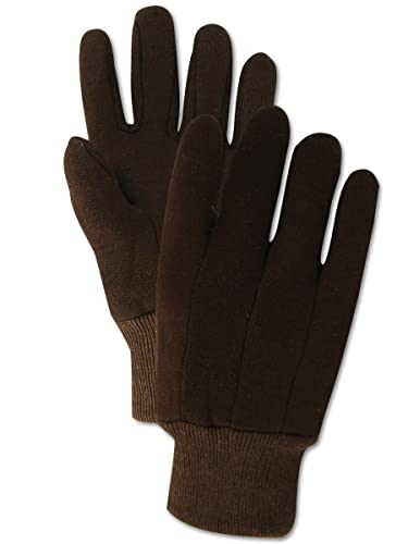 MAGID JerseyMaster CH92 Cotton/Polyester Glove, Knit Wrist Cuff, Men's (12 Pairs), Brown