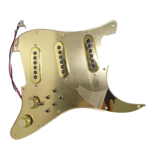 アメリカ/メキシコSTのエレキギターの交換部品用のSSSギタープリワイヤードロードピックガード、シングルコイルピックアップ、3ミニ3相トグルスイッチ (ミラーゴールド)