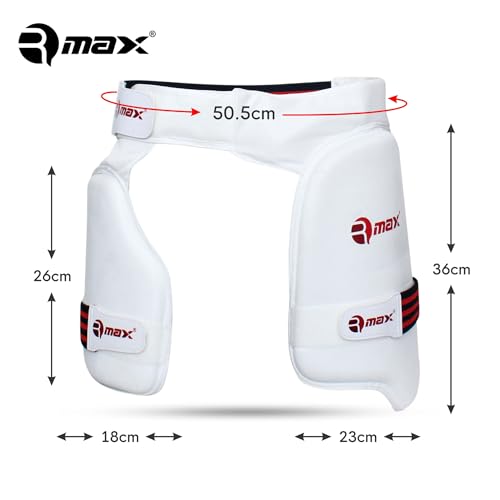 RMAX Lower Body Protection Cricket Thigh Pad Double Inner Thigh Pad Cricket Thigh Guard for Right Hand Batsman (Off-White)