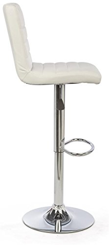 Displays2Go 2 White Leatherette Bars Stool Set With 1 Round Cocktail Highboy Table, Chrome Base/Stand (Tsfurnk9) #TOP2